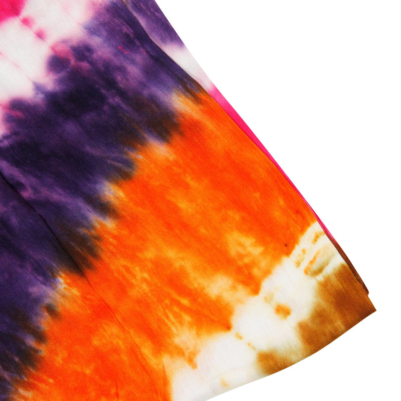 Orange Purple Pink and Brown Tie Dye Rectangle Women's Hijab Scarf with Tassles - Hijaz Cultural Fashion