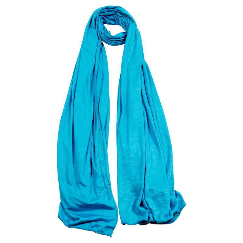 Plain Cyan Blue Soft Lightweight Rectangle Women's Scarf Jersey Hijab - Hijaz Cultural Fashion