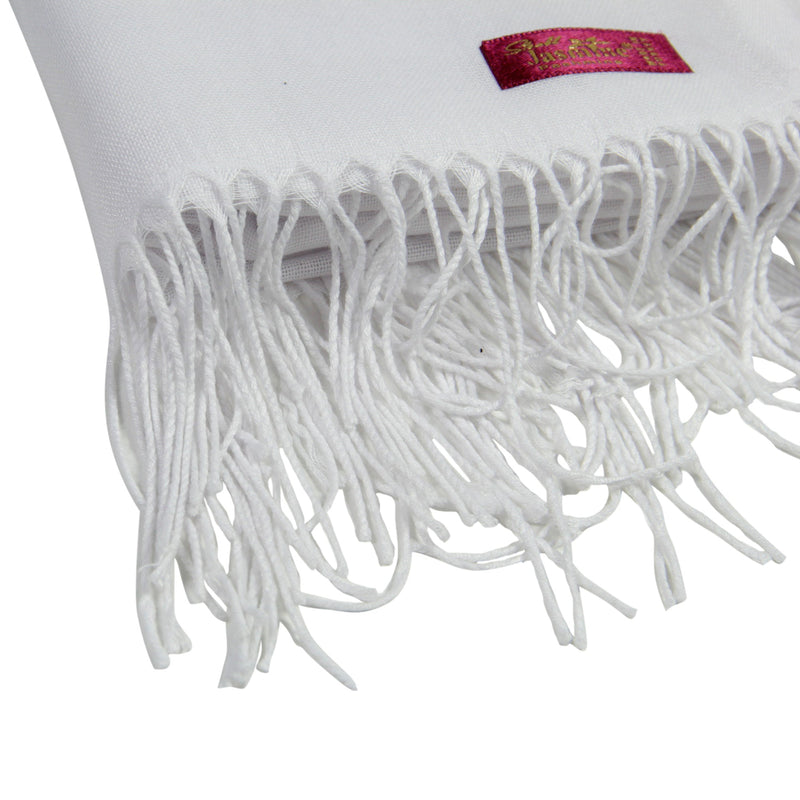 Plain White Soft High Quality Pashmina Scarf Long Women's Shawl Head Wrap - Hijaz Cultural Fashion