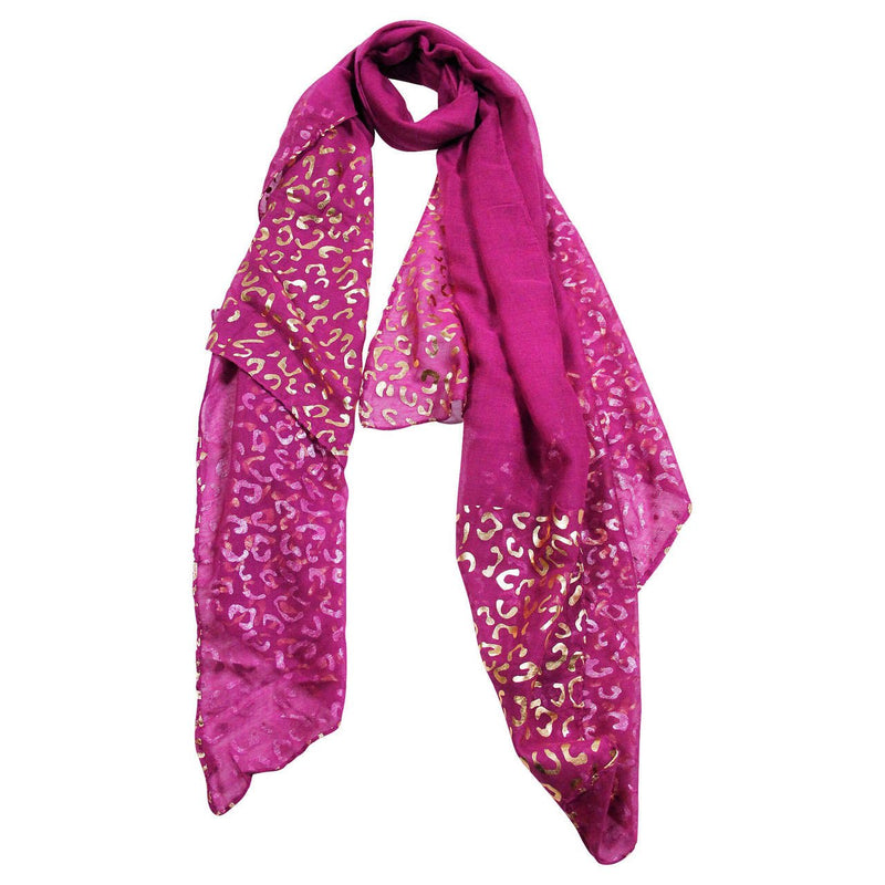 Purple Lightweight Rectangle Women's Hijab Scarf with Gold Pattern Print - Hijaz Cultural Fashion