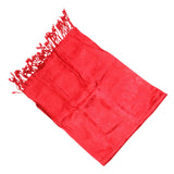 Red Jacquard Style Embroidered Rectangle Women's Hijab Scarf with Tassles - Hijaz Cultural Fashion