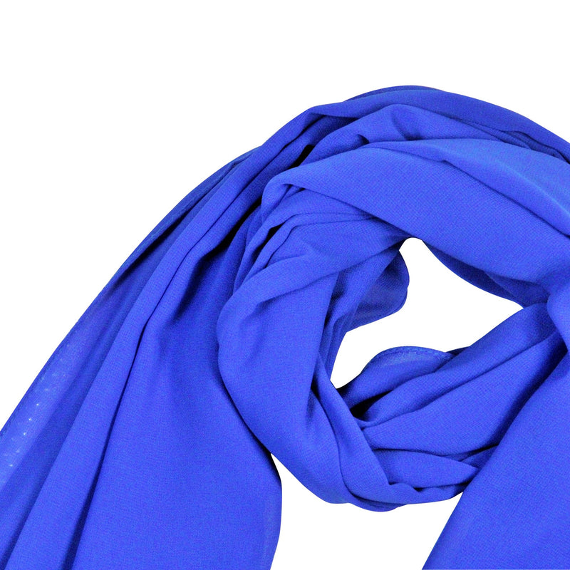 Royal Blue Lightweight Soft Sheer Chiffon Scarf Long Womens Head Wrap Shawl - Hijaz Cultural Fashion