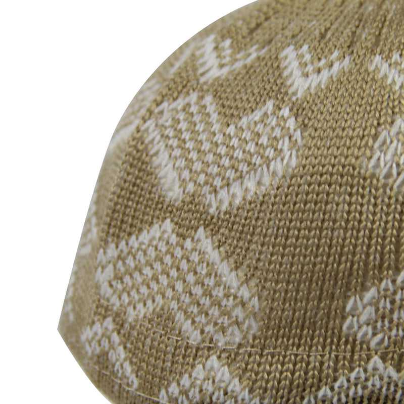 Tan Chevron Pattern Soft Washable Men's Kufi Hat Coofie Beanie - Hijaz Cultural Fashion