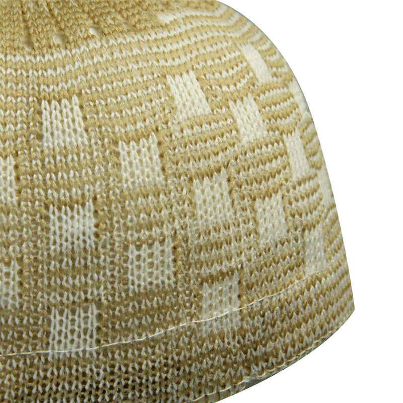 Tan One Size Soft Stretchable Knit Kufi Beanie Skull Cap Topi Checker Design-23 - Hijaz Cultural Fashion