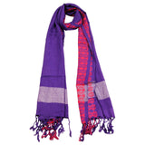 Violet Purple Soft Rectangle Women's Hijab Scarf with Tassle Orange Stitch Design - Hijaz Cultural Fashion