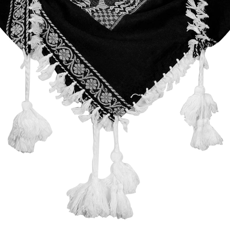 White and Black Large Palm Tree Fashion Shemagh Tactical Desert Scarf Keffiyeh - Hijaz Cultural Fashion