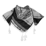 White and Black Lotus Design Shemagh Tactical Desert Scarf Keffiyeh - Hijaz Cultural Fashion