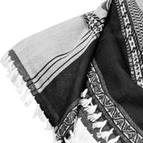 White and Black Lotus Design Shemagh Tactical Desert Scarf Keffiyeh - Hijaz Cultural Fashion