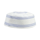 White and Blue Triple Line Stitching Men's Hard Kufi Hat Coofie Crown - Hijaz Cultural Fashion