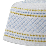 White Gold and Light Blue Diamond Stitch Men's Hard Kufi Hat Coofie Crown - Hijaz Cultural Fashion