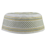 White Gold and Savannah Diamond Stitch Men's Hard Kufi Hat Coofie Crown - Hijaz Cultural Fashion